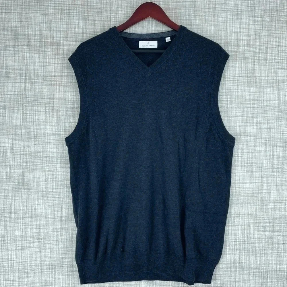 Toscano Firenze Mens Size XL Merino wool sweater Vest 2557